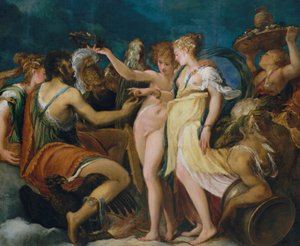 Ægteskabet mellem Amor og Psyke, ca. 1550 (olie på træ, overført til Masonite) af Andrea Schiavone