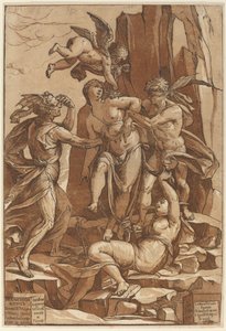 Allegory of Virtue, 1585. af Andrea Andreani