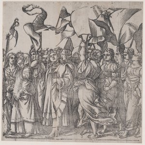 Afsnit C: kvindelige martyrer og helgener, der holder bannere, fra The Triumph of Christ, 1836.