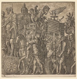 Julius Cæsars triumf: kolossale statuer og belejringsudstyr, 1593-99. af Andrea Andreani