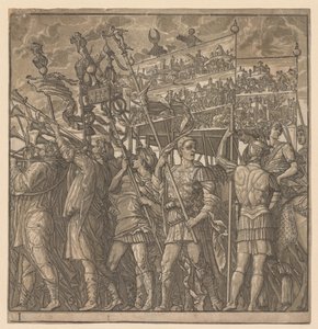 Julius Cæsars triumf: Soldater, der bærer billederne af krigen, 1593-99. af Andrea Andreani
