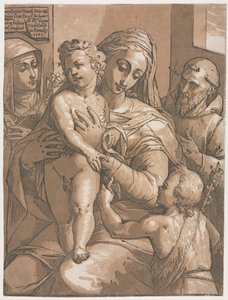Jomfru og barn med St. John, St. Catherine of Siena og St. Francis af Andrea Andreani