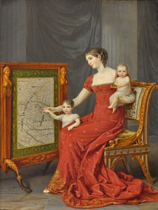 Prinsesse Augusta af Bayern med sine børn Josephine og Eugenie.