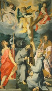 Altertavle, der forestiller de hellige Baptist, Frans, Bernard og Paul i ekstase, af Andrea Lilio (1555-1610)