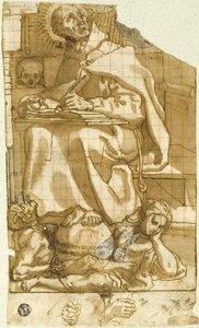 Sankt Romuald eller Sankt Augustin i sit studie