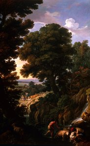 Et landskab med hyrder, ca. 1730 (olie på lærred) af Andrea Locatelli