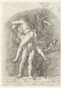 Hercules og Antaeus Den uovervindelige gud Hercules (titel på objekt)
