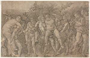 Bacchanal med Silenus. af Andrea Mantegna