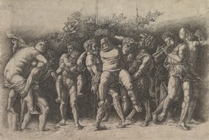 Bacchanal with Silenus, en frisekomposition med ti figurer omkring Silenus, der er..., begyndelsen af 1470