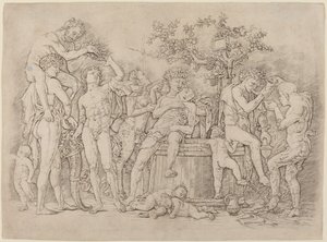 Bacchanal med en vin Vat af Andrea Mantegna