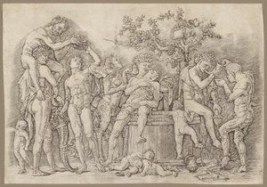 Bacchanal med en vin Vat af Andrea Mantegna