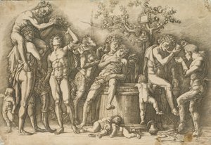 Bacchanal with a Wine Vat, c.1470-90 (gravering og drypoint) af Andrea Mantegna