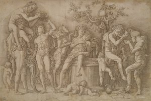 Bacchanal med karret vin, 1470-90 af Andrea Mantegna