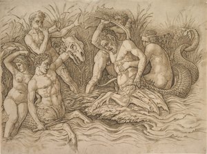 Battle of the Sea-Gods højre halvdel, ca. 1485-88. af Andrea Mantegna