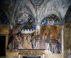 Ludovico Gonzaga, Marsilio Andreasi, Barbara af Brandenburg med sin datter Paula og Rodolfo Gonzaga af Andrea Mantegna