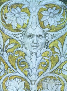 Selvportræt indarbejdet i den dekorative frise af Camera degli Sposi eller Camera Picta, 1465-74 freskodetalje af 78449 af Andrea Mantegna