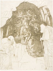 Tilbedelse af magi (jomfru af grotte) af Andrea Mantegna