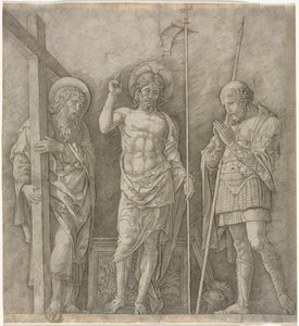 Den opstandne Kristus mellem Sankt Andreas og Longinus af Andrea Mantegna