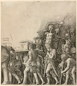Cæsars triumf: Soldater bærer trofæer af Andrea Mantegna