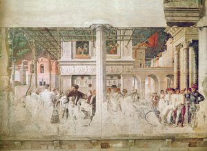 Sankt Christophers martyrdød og flytningen af hans krop (før genoprettelse), ca. 1450-56 af Andrea Mantegna