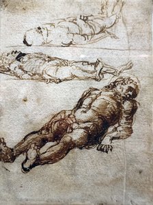 Tre studier for den døde Kristus af Andrea Mantegna