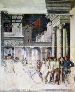 Transport af Saint Christopher halshugget lig, detalje fra Martyrdom of Saint Christopher af Andrea Mantegna