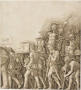 Triumf af Cæsar: Soldater, der bærer trofæer af Andrea Mantegna