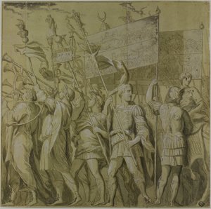 Triumphs of Julius Cæsar: Lærred nr. I af Andrea Mantegna
