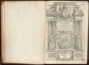 De fire bøger om arkitektur af Andrea Palladio. Hvoraf, efter en kort Afhandling af de fem Ordener, & af de lydlige, som er mest nødvendige for at fremstille; Disse er de private huse, gaderne, broerne, pladserne, Xisti, et de 