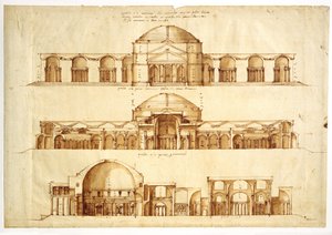 Genopbygningsprojekt af Agrippas bade, Rom, ca. 1550