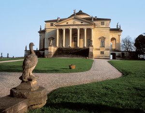 Renæssancearkitektur: udsigt over villa Capra kaldet Rotonda skabt af arkitekten Andrea di Pietro dalla Gondola kaldet Andrea Palladio (1508-1580) 1566 Vicense (Vicenza) Italien