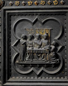 Præsentationen af Johannes Døberens hoved til kong Herodes (21 f.Kr.-39 e.Kr.), syttende panel af syddørene til dåbskapellet San Giovanni, 1336 (bronze)