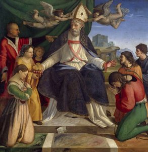 Sankt Nikolaus af Bari tronede af Andrea Sabatini