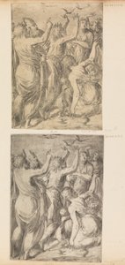 Moses viser vagtlerne til israelitterne, ca. 1545. af Andrea Schiavone