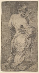 Saint James Major holder en stav og en bog mod højre, fra Kristus og Apo..., ca. 1548-50. af Andrea Schiavone