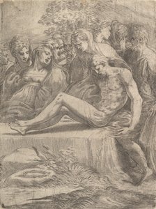 Klagesangen over den døde Kristus, ca. 1545-50. af Andrea Schiavone