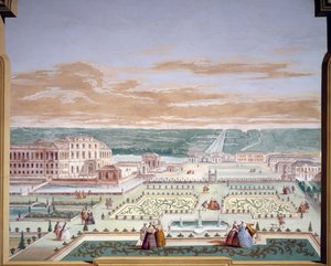 Perspektivtegning af en villa og imaginær have, fresko af Andrea Urbani (1711-1798) ved Villa Pisani, Stra, Veneto. Italien af Andrea Urbani