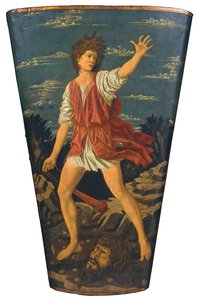 David med Goliats hoved, ca. 1450-55 (tempera på læder på træ) af Andrea del Castagno