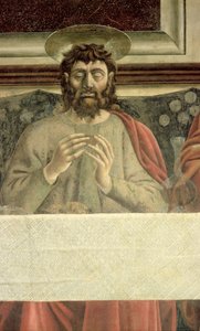 Den sidste nadver, detalje af St. James the Greater, 1447 freskodetalje af 85172 af Andrea del Castagno