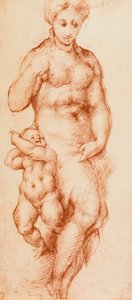 Velgørenhed, tegning af Pontormo, tidligere tilskrevet Andrea del Sarto. Kabinet for tegninger og tryk, Uffizi Gallery, Firenze af Andrea del Sarto