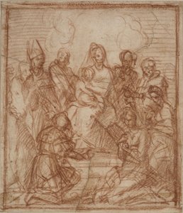 Enthroned Madonna with Child and eight saints Composition study, 1528 af Andrea del Sarto