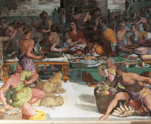 Julius Cæsar modtager Ægyptens skat (fresko) af Andrea del Sarto
