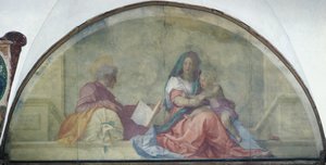 Lunette, der viser Madonna del Sacco af Andrea del Sarto (1486-1530), fresco af Andrea del Sarto