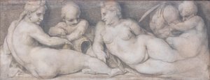 Scene med figurer i klassisk stil af Andrea del Sarto