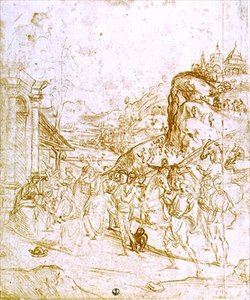 Magiernes tilbedelse (kridt på papir) af Andrea del Sarto