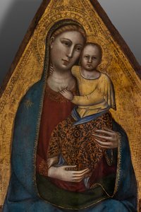 På tronen Madonna og Jesusbarnet af Andrea di Cione (attr.to) Orcagna