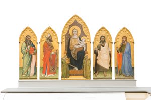 Madonna og Child troner med helgener af Andrea di Cione Orcagna