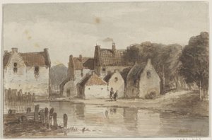 Huse ved en kanal af Andreae (signed by artist)