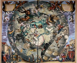 Repræsentation af den sydlige halvkugle af Cellarius. 17. århundredes bog. af Andreas (after) Cellarius