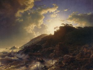 Solnedgang efter en storm på Siciliens kyst, 1853.